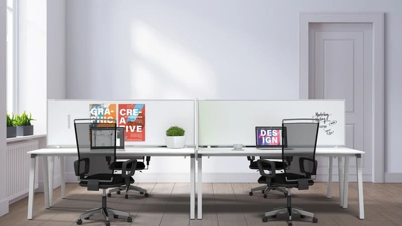 Tischtrennwand VarioPin - Whiteboard / Filz - 160x50 cm