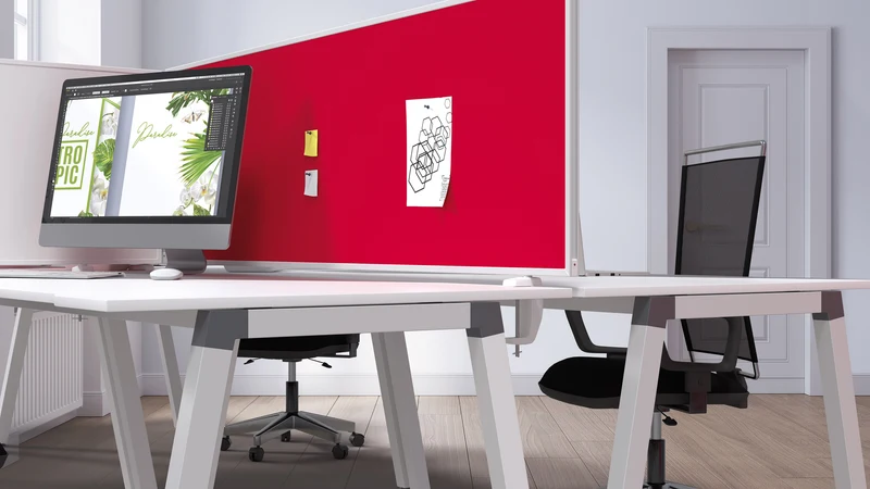 Tischtrennwand VarioPin - Whiteboard / Filz - 160x50 cm