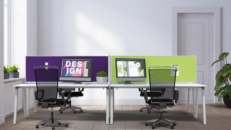 Tischtrennwand VarioPin - Whiteboard / Filz - 160x50 cm