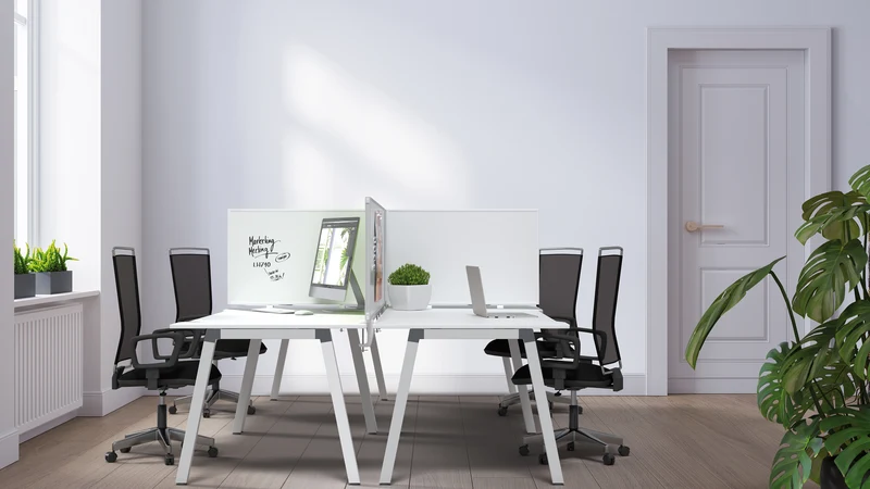 Tischtrennwand VarioPin - Whiteboard / Filz - 80x50 cm