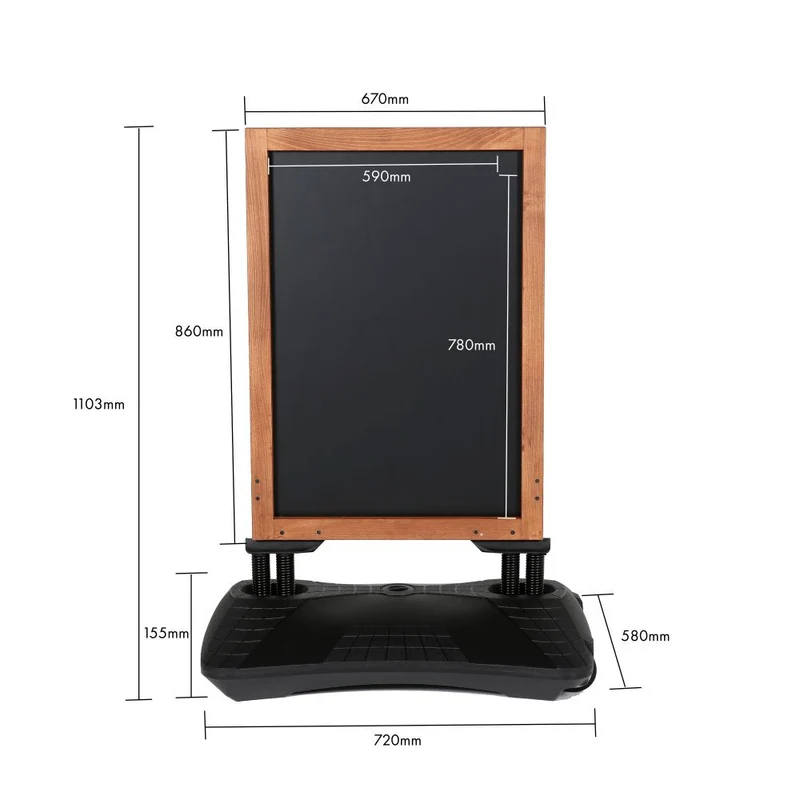 Kundenstopper WindPro WOOD - Mit magnethaftender Kreidetafel