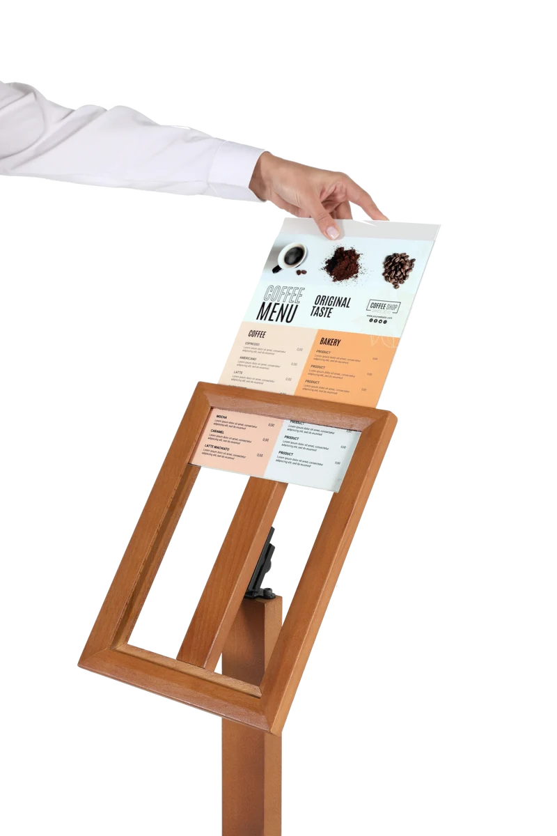 Infoständer WOOD - Dunkel lasiert