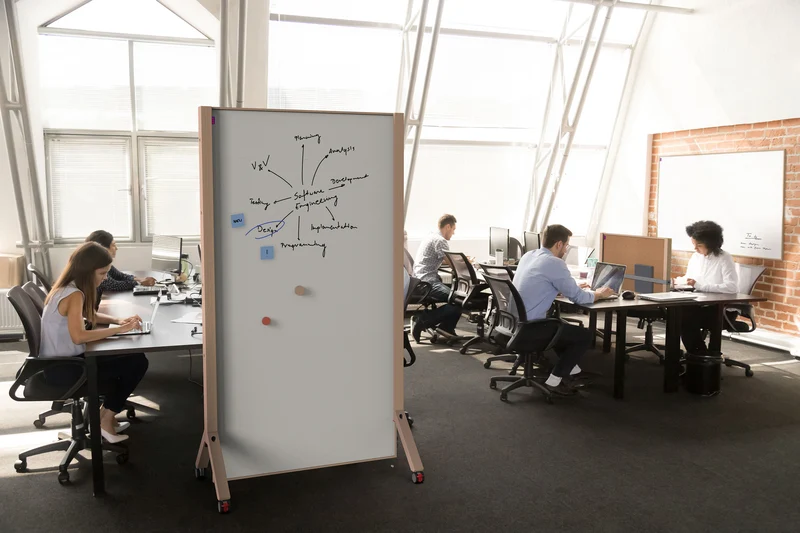 Mobile Moderationswand WOOD - Whiteboard
