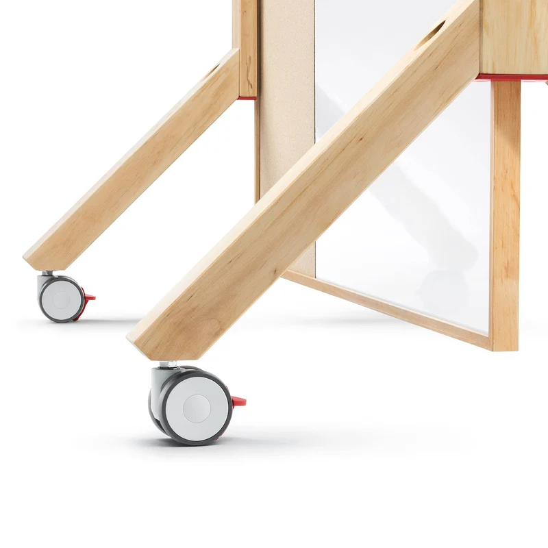 Mobile Moderationswand WOOD MIX - Whiteboard & Kork
