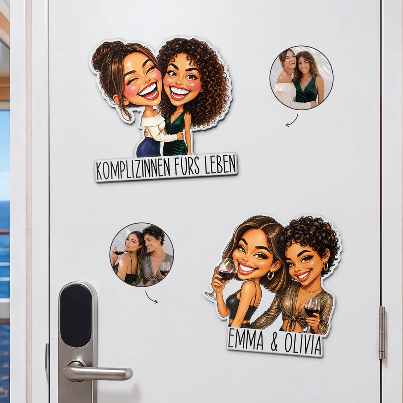 Komplizinnen Fürs Leben - Acryl Magnet Personalisiert Beste Freundin AI Bild Generator