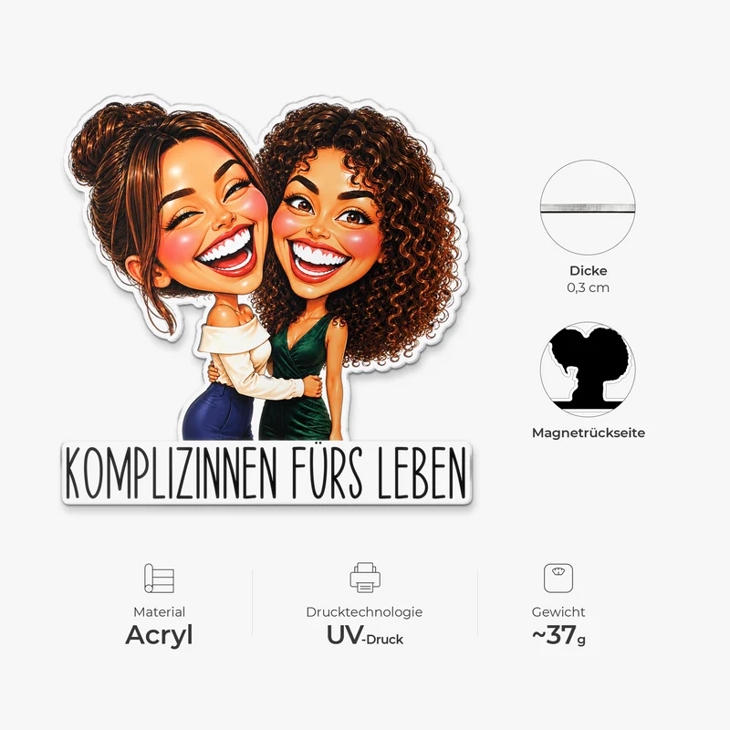 Komplizinnen Fürs Leben - Acryl Magnet Personalisiert Beste Freundin AI Bild Generator