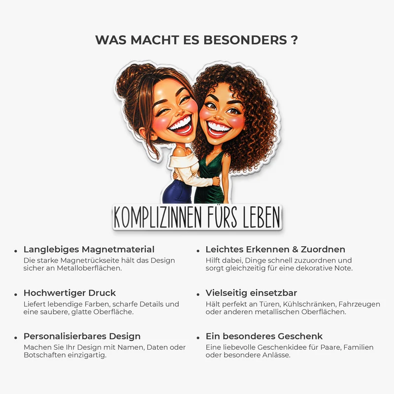 Komplizinnen Fürs Leben - Acryl Magnet Personalisiert Beste Freundin AI Bild Generator