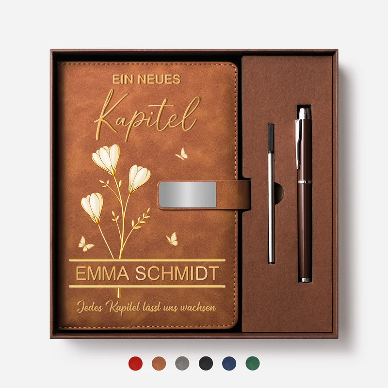 Ein Neues Kapitel - Personalisierte Geschenke Abschluss | Notizbuch Mit Stift Blumen