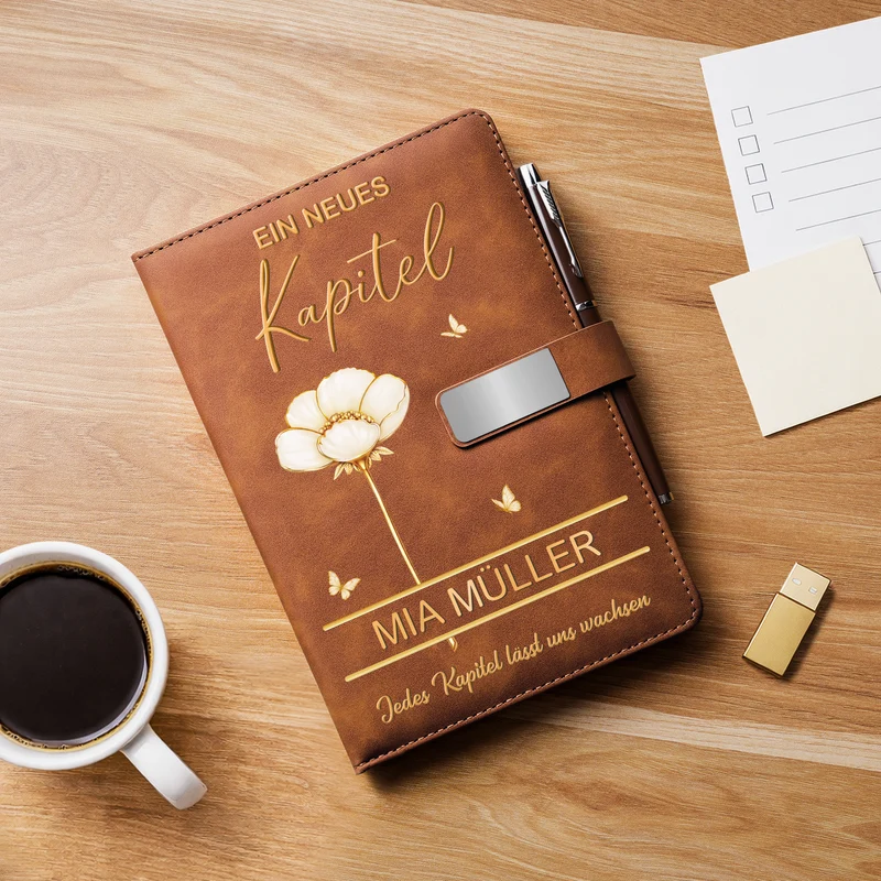 Ein Neues Kapitel - Personalisierte Geschenke Abschluss | Notizbuch Mit Stift Blumen