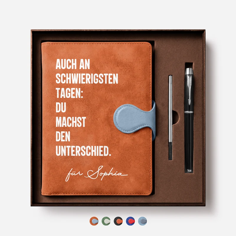 Auch An Schwierigsten Tagen: Du Machst Den Unterschied - Personalisiertes Notizbuch Magnetverschluss Frauen