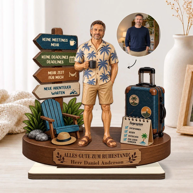 Alles Gute Zum Ruhestand - Holzaufsteller Personalisiert Mit Standfuß Foto