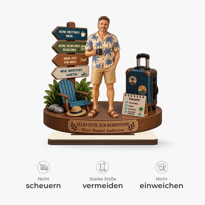 Alles Gute Zum Ruhestand - Holzaufsteller Personalisiert Mit Standfuß Foto