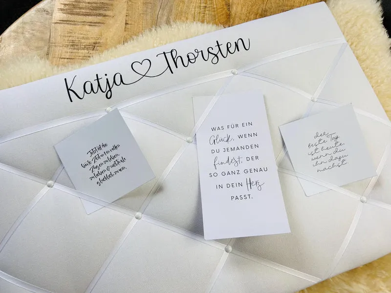 Memoboard Hochzeit personalisiert weiß