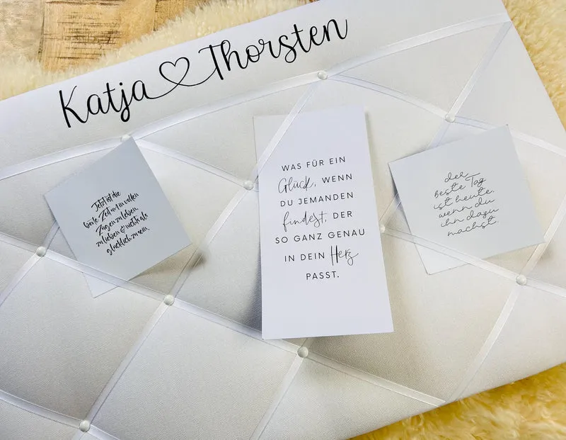 Memoboard Hochzeit personalisiert weiß