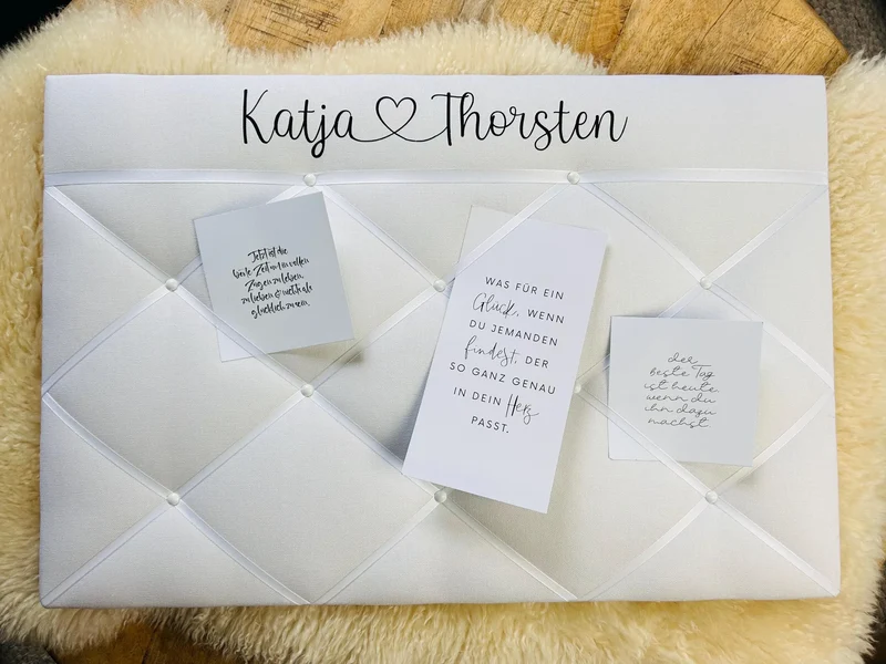 Memoboard Hochzeit personalisiert weiß