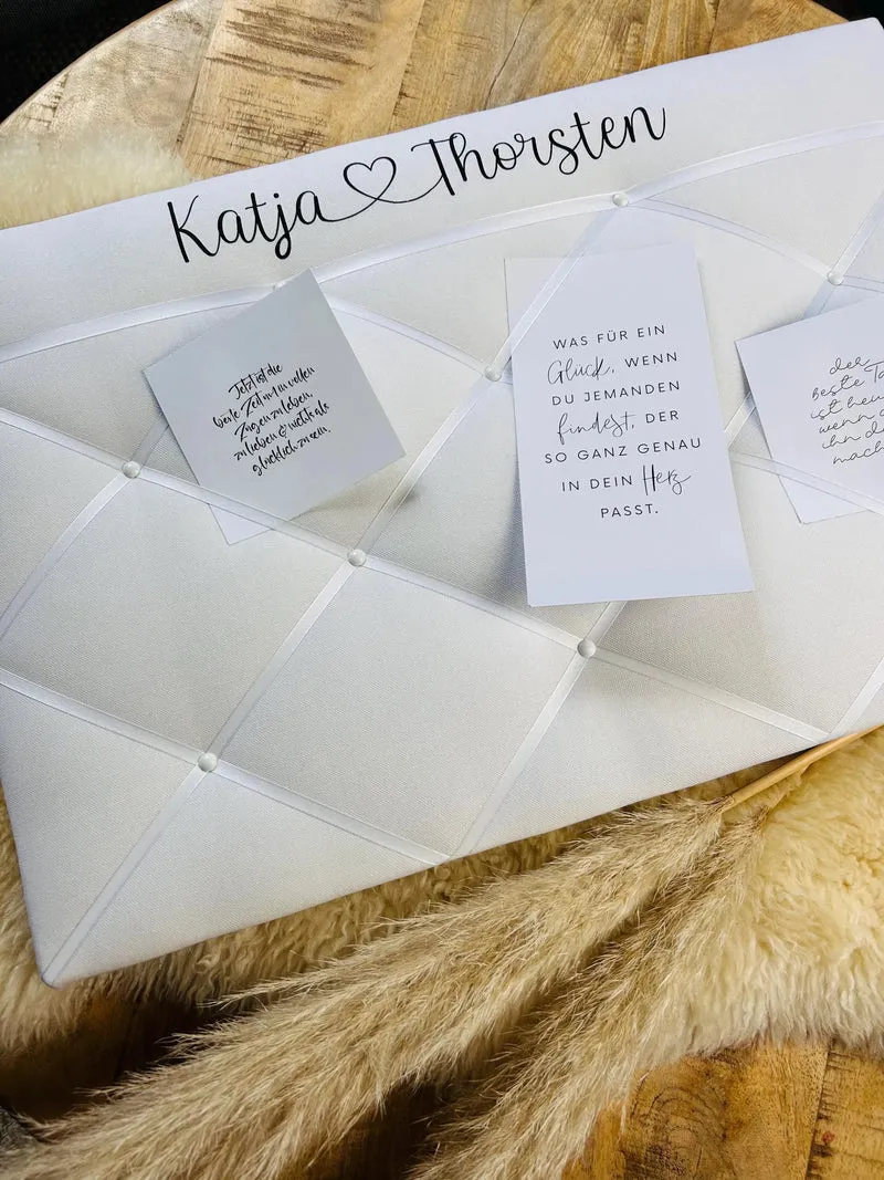 Memoboard Hochzeit personalisiert weiß