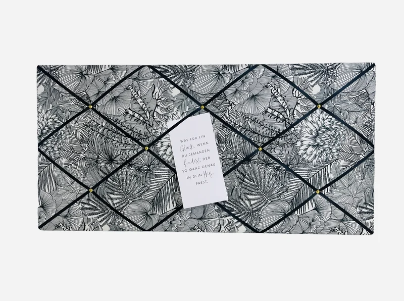 Memoboard Flowerprint schwarz weiß Wunschgröße