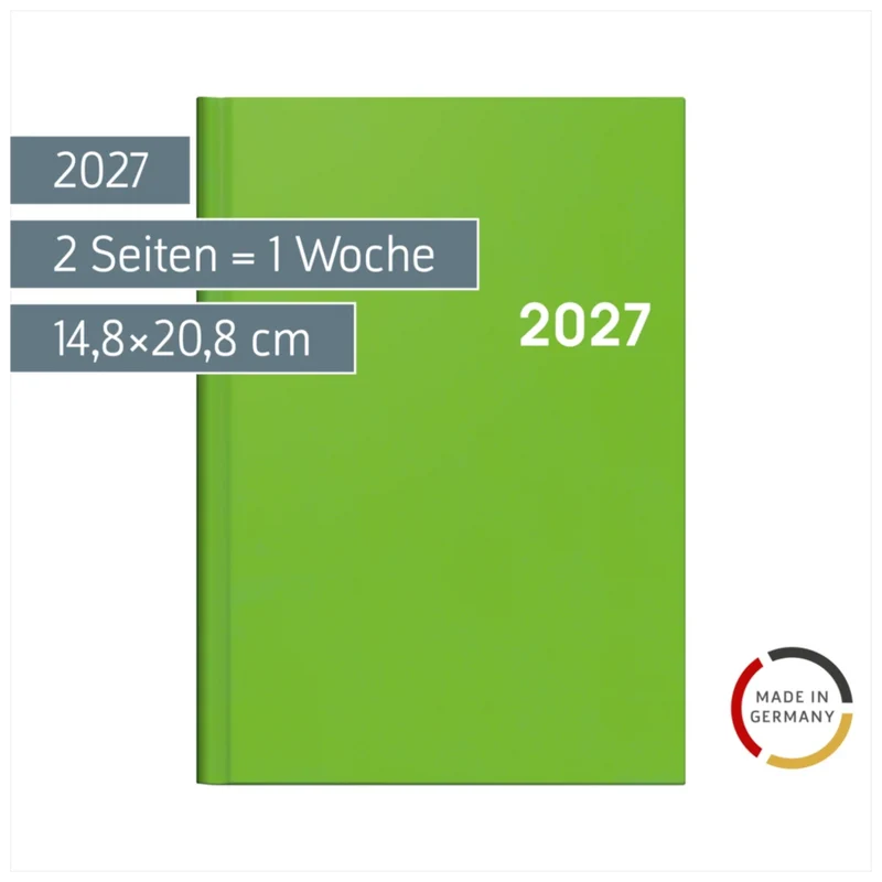 BRUNNEN Buchkalender A5 2027 Colour Line grün, 128 Seiten