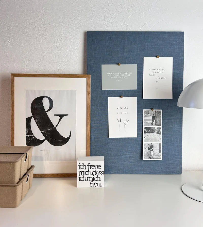 Pinnwand Pinboard Leinen schwedenblau