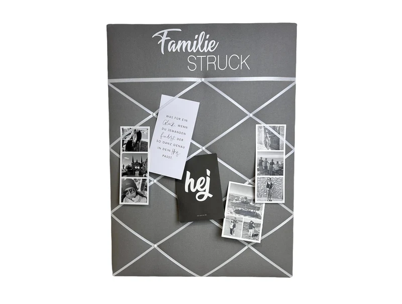 Memoboard Familie grau personalisiert
