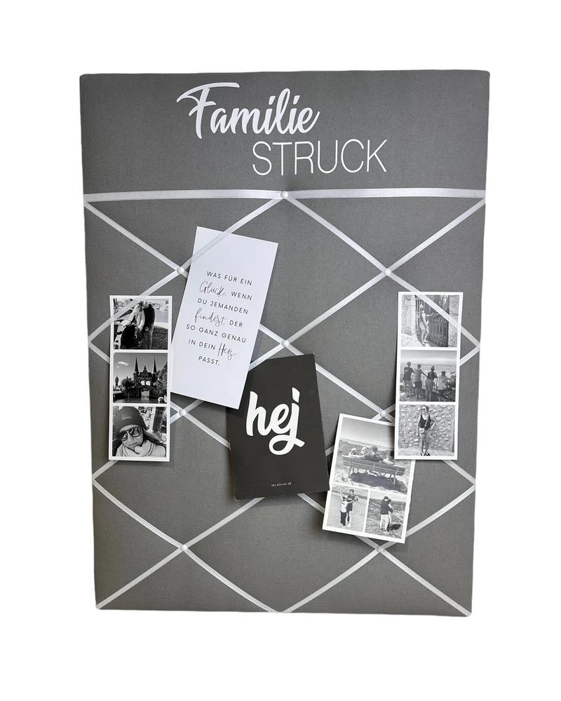 Memoboard Familie grau personalisiert