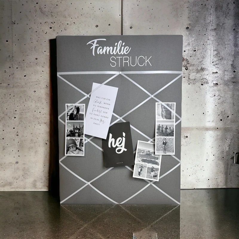 Memoboard Familie grau personalisiert