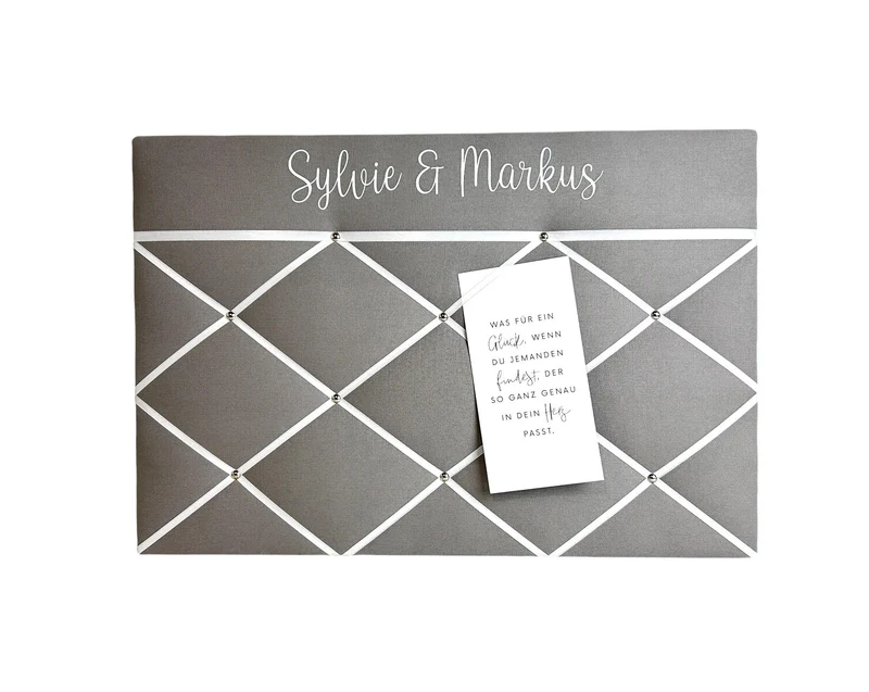 Memoboard Hochzeit personalisiert grau