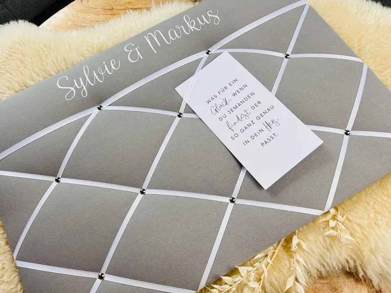 Memoboard Hochzeit personalisiert grau