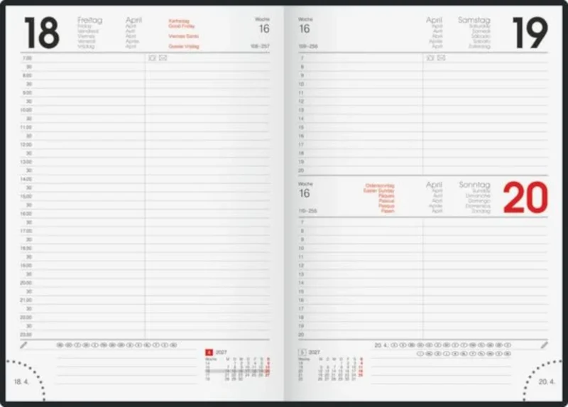 BRUNNEN Buchkalender A5 2027 schwarz, 1 Tag pro Seite