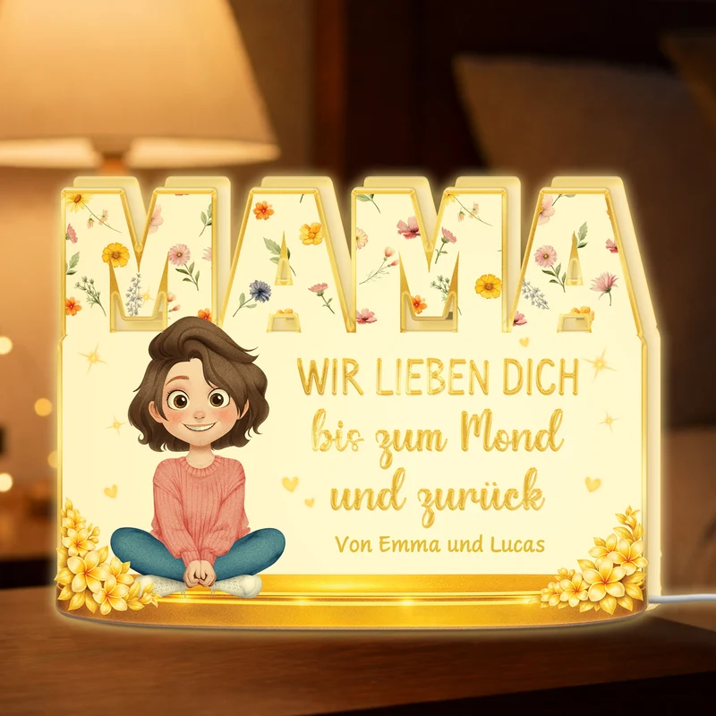 Ich Liebe Dich Bis Zum Mond Und Zurück - Personalisiertes Geschenk | Lightbox Mama/Oma