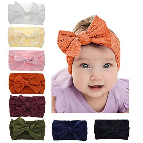 Stretchy Nylon Bow Knotted Stirnbänder für Baby (8 Packungen)
