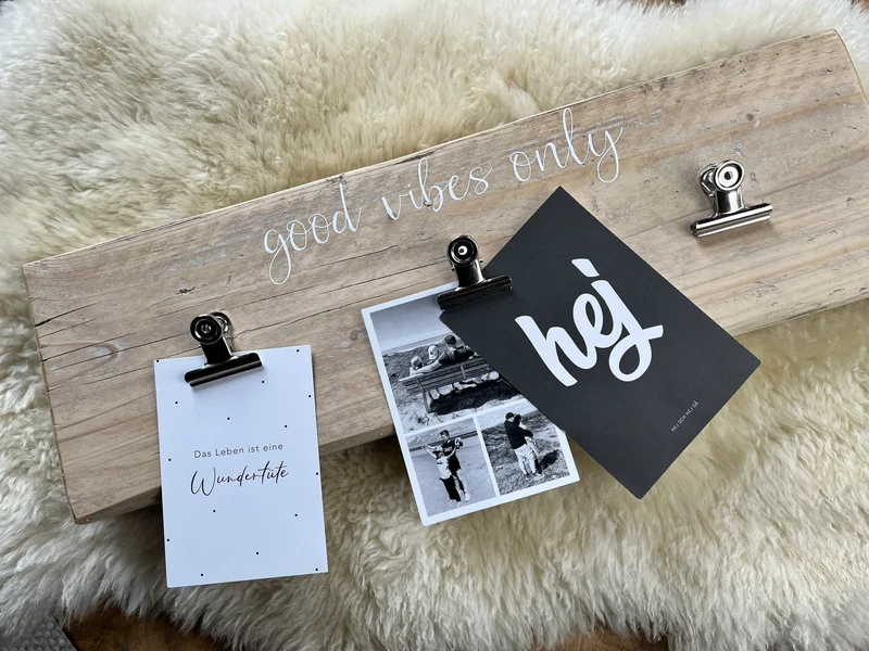 Upcycling Memoboard good vibes only weiß