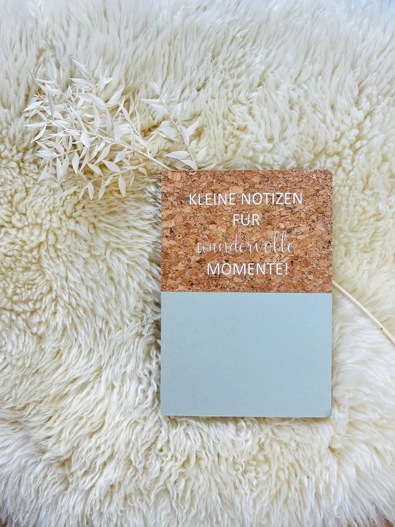 Notizbuch Kork hellgrau