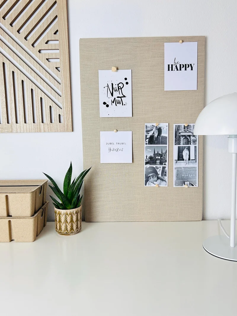 Pinnwand Pinboard Leinen beige