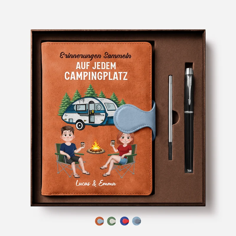 Erinnerungen Sammeln Auf Jedem Campingplatz - Personalisiertes Notizbuch Magnetverschluss Paar