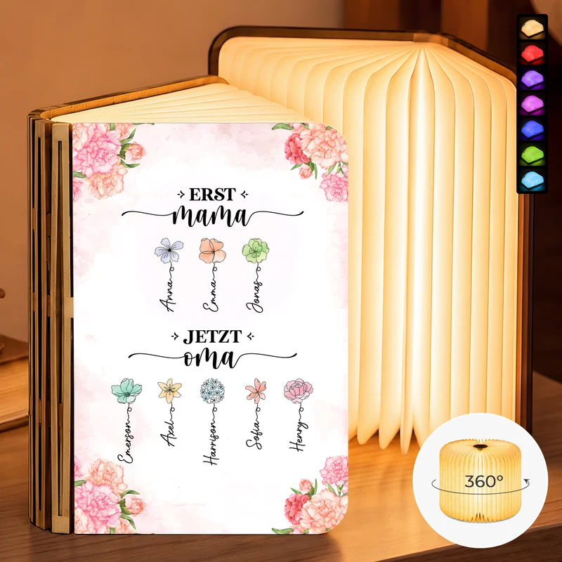 Zuerst Mama Dann Oma - Holz Buchlampe Personalisiert
