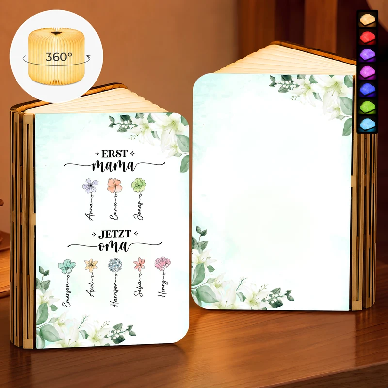 Zuerst Mama Dann Oma - Holz Buchlampe Personalisiert