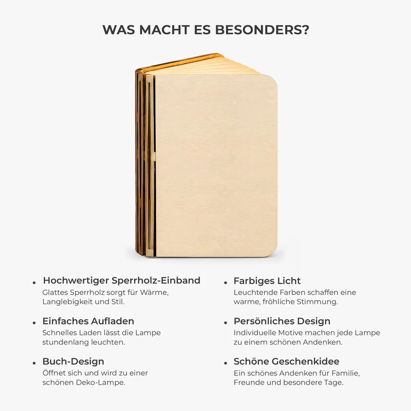 Einfach Ein Mädchen Das Bücher Liebt - Holz Buchlampe Personalisiert