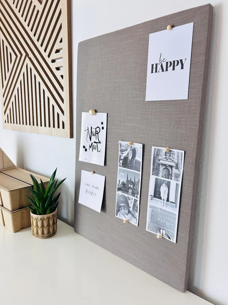 Pinnwand Pinboard Leinen taupe