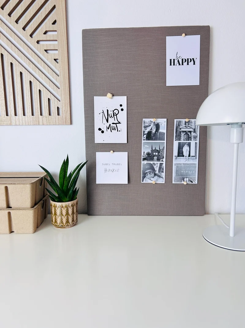 Pinnwand Pinboard Leinen taupe
