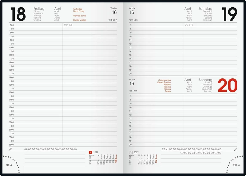 BRUNNEN Buchkalender 2027 A5 „Leaves“ – 1 Tag/Seite