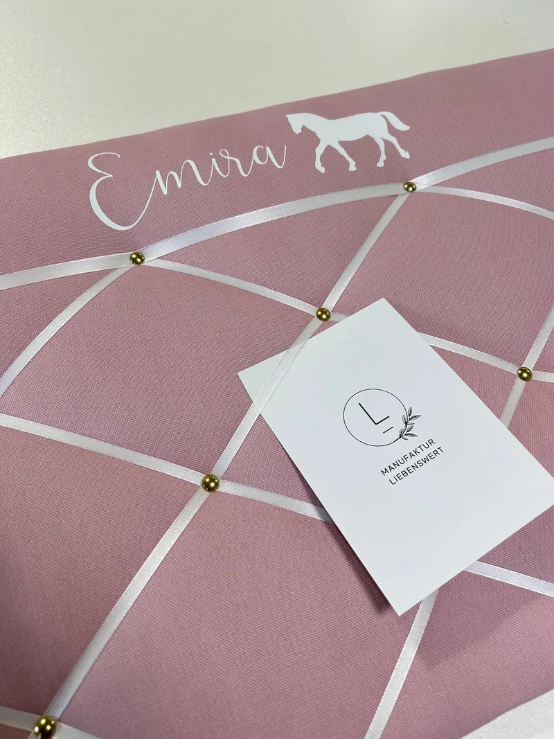 Memoboard Pferdeliebe altrosa Wunschgröße