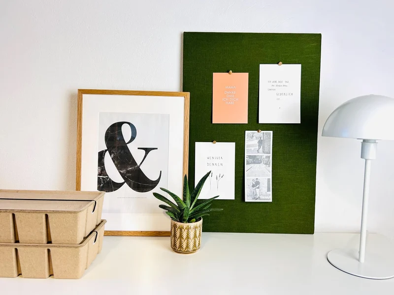 Pinnwand Pinboard Leinen moosgrün