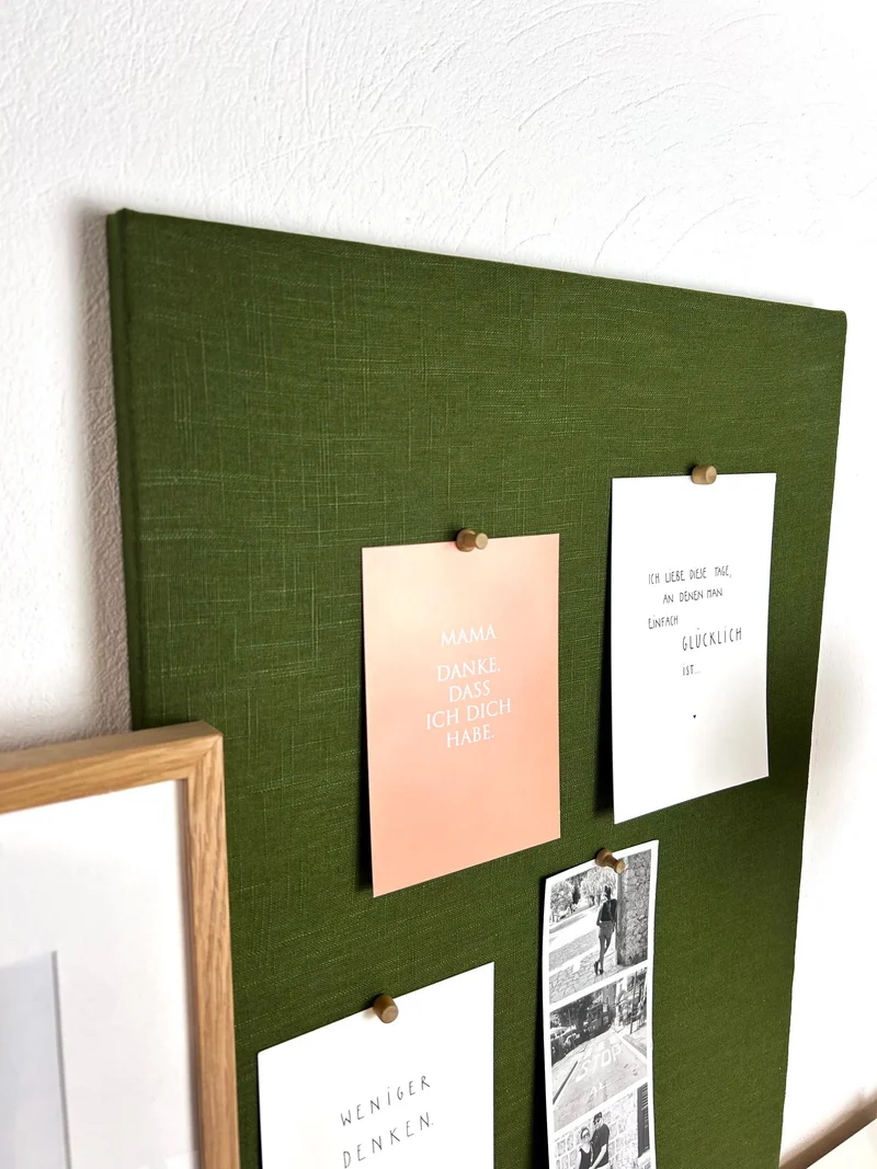 Pinnwand Pinboard Leinen moosgrün