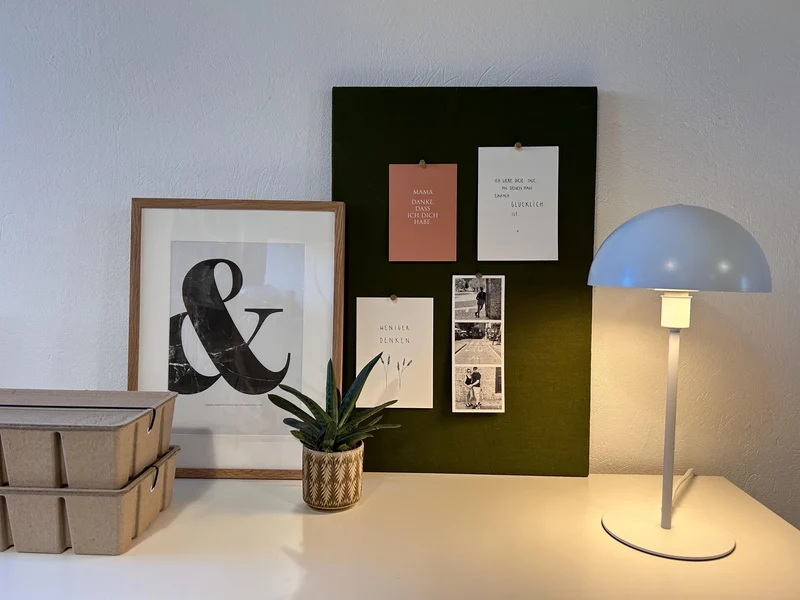 Pinnwand Pinboard Leinen moosgrün
