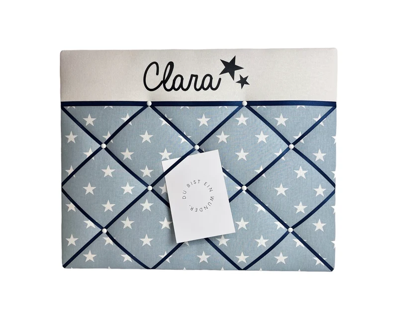 Memoboard mit Wunschnamen hellblau Stern