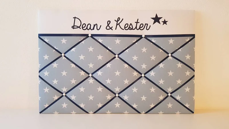 Memoboard mit Wunschnamen hellblau Stern