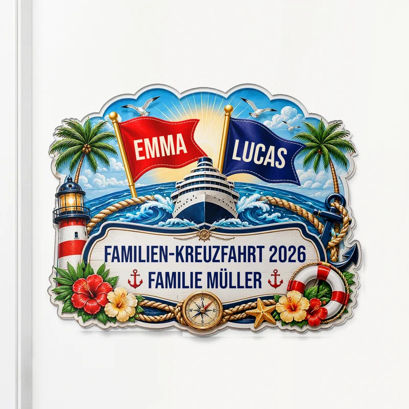 Familien-Kreuzfahrt - Acryl Magnet Personalisiert