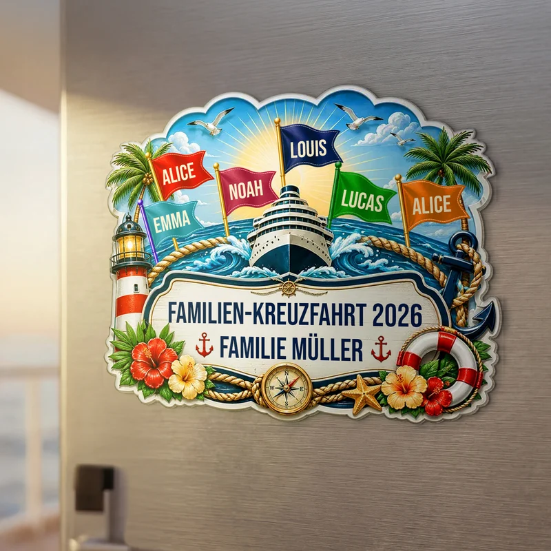 Familien-Kreuzfahrt - Acryl Magnet Personalisiert