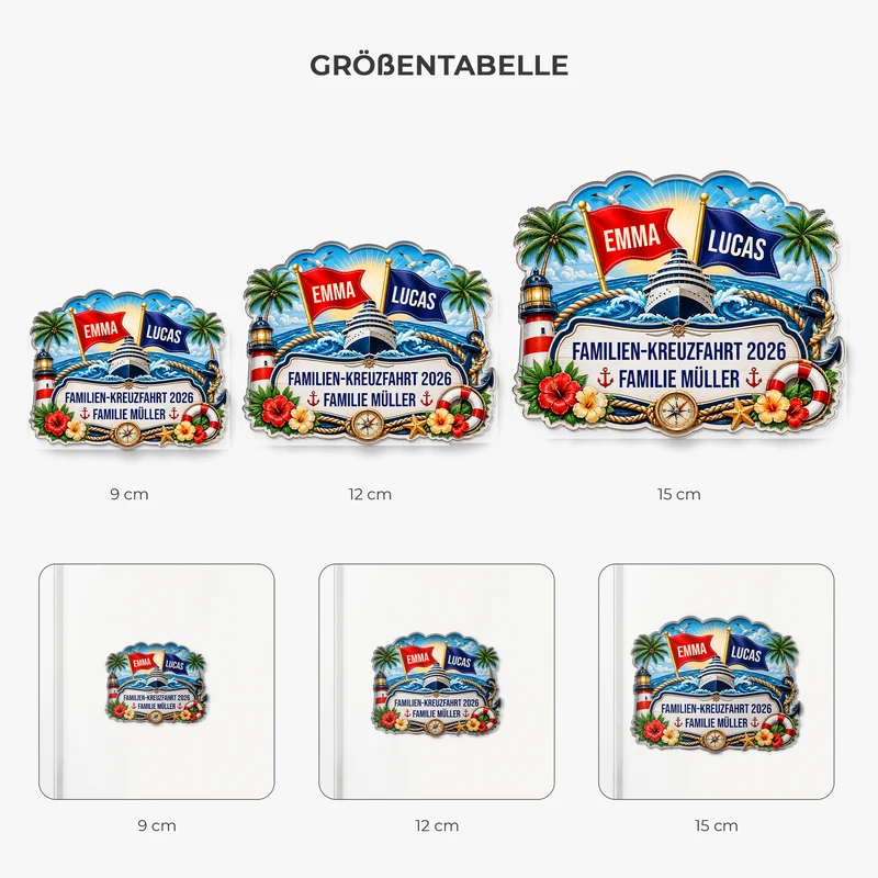 Familien-Kreuzfahrt - Acryl Magnet Personalisiert